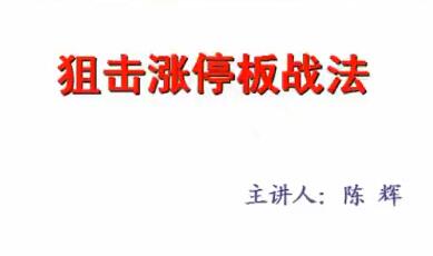 陈辉《狙击涨停板战法》视频教程|股海视频课